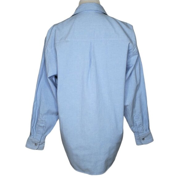 Vintage Scottie Dog Embroidered Womens Shirt Size Medium Long Sleeves Blue - Picture 5 of 7